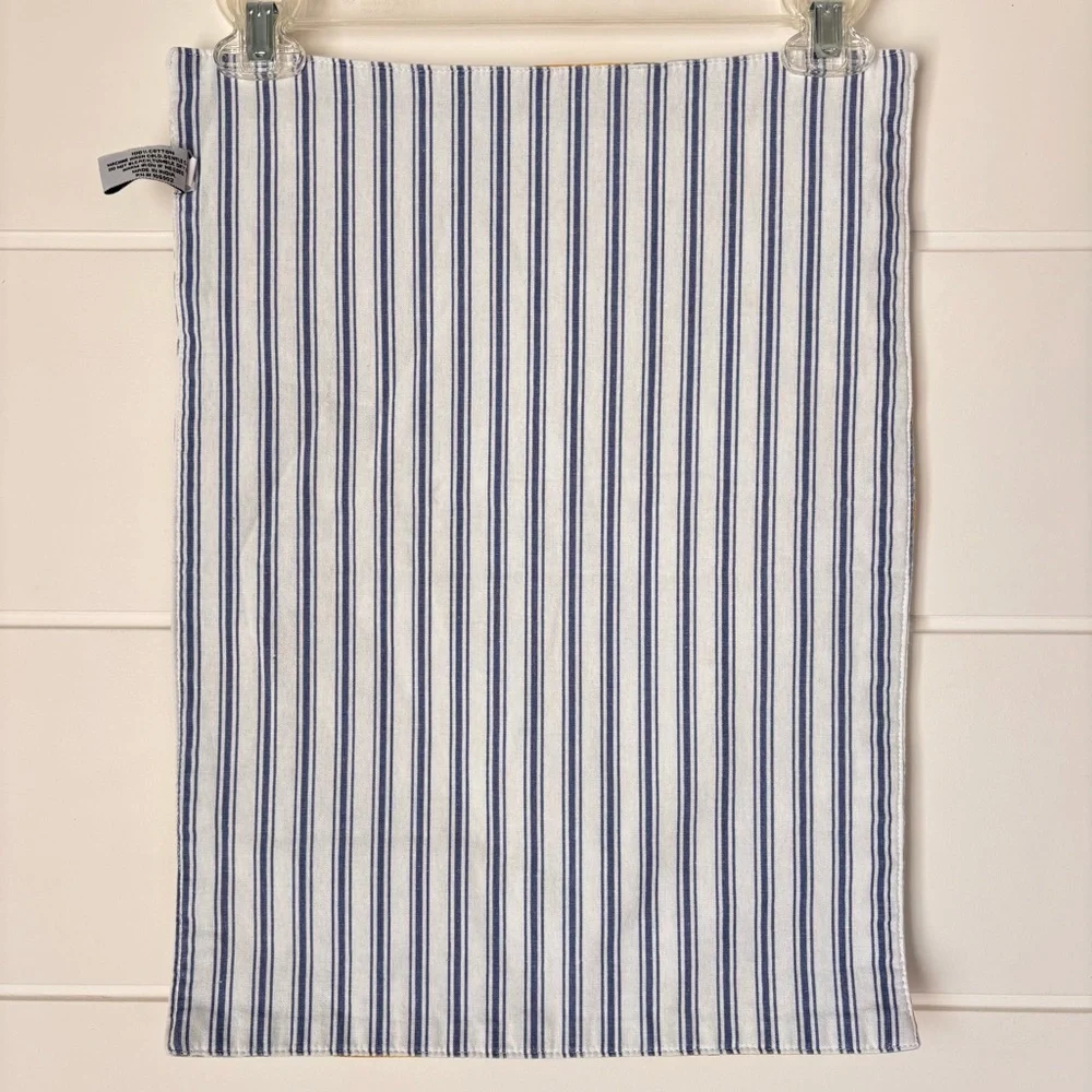 Nicole Miller Yellow and Blue Floral Reversible Stripe Cotton Placemats Set of 6